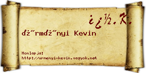 Ürményi Kevin névjegykártya