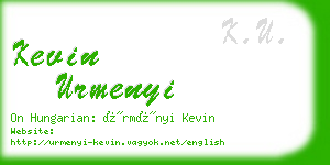 kevin urmenyi business card